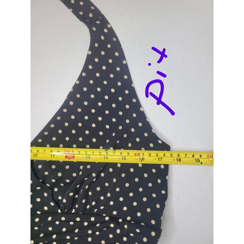 Womens Retro Polka Dot Stretchy Halter Neck Dress Size 14 Vintage 90s Y2K Sleek - Picture 8 of 11